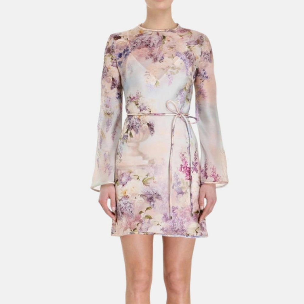 Zimmermann Luminosity Bias Mini Dress Ivory Garden Floral